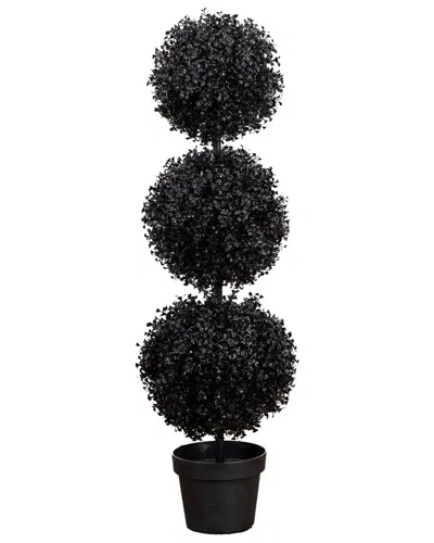 Nearly Natural 3ft. Uv Resistant Artificial Halloween Black Triple Ball  Boxwood Topiary (indoor/out