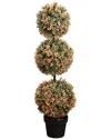 Nearly Natural 3ft. Uv Resistant Autumn Triple Ball Boxwood Artificial Fall  Topiary Tree In Black