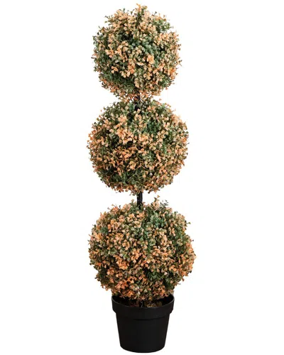 Nearly Natural 3ft. Uv Resistant Autumn Triple Ball Boxwood Artificial Fall  Topiary Tree In Black