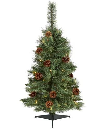 Nearly Natural 3ft White Mountain Pine Artificial Christmas Tree In Green