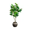 Nearly Natural 4ft Artificial Audrey Ficus Tree In Rustic Decorative Planter In Green