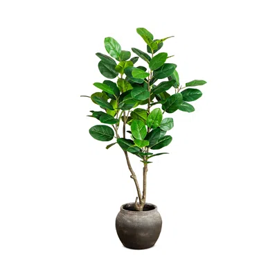 NEARLY NATURAL 4' ARTIFICIAL AUDREY FICUS TREE IN RUSTIC DECORATIVE PLANTER