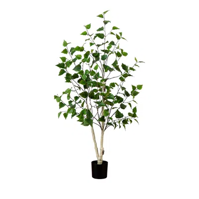 Nearly Natural 4' Artificial Birch Tree With Real Touch Leaves In Green