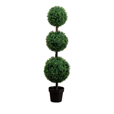 NEARLY NATURAL 4' ARTIFICIAL TRIPLE BALL BOXWOOD TOPIARY TREE (INDOOR/OUTDOOR)
