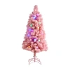 Nearly Natural 4 Foot Holiday Frosted Pink Cashmere Pine With 30 Jumbo Multicolored Globe Led Lights Pre-lit Christ In Pink