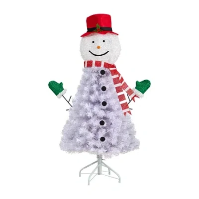 Nearly Natural 4 Foot Snowman Christmas With 234 Bendable Branches Christmas Tree In White