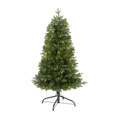 Nearly Natural 4 Foot Vermont Fir With 100 Clear Led Lights Pre-lit Christmas Tree In Green