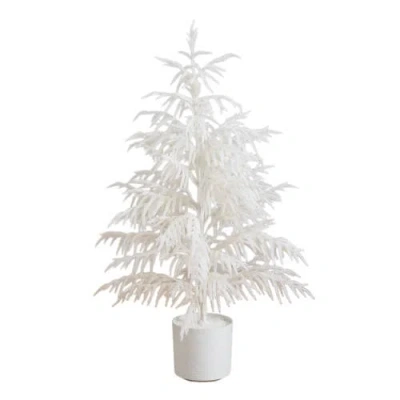 Nearly Natural 4-ft Artificial Real Touch White Norfolk Island Pine Christmas Tree With Natural Look