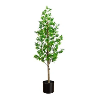 Nearly Natural 4-ft Uv Artificial Podocarpus Artificial Tree In Green