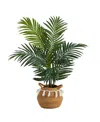 Nearly Natural 4' Kentia Palm Artificial Tree In Boho Chic Planter In Green