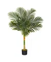 Nearly Natural 3' Single Stalk Gold-tone Cane Artificial Palm Tree In Green