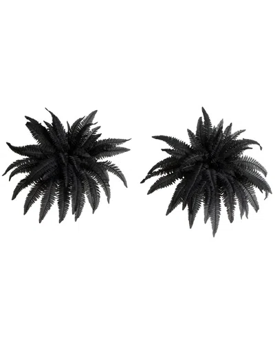 Nearly Natural 40in. Artificial Halloween Black Boston Fern - Set Of 2