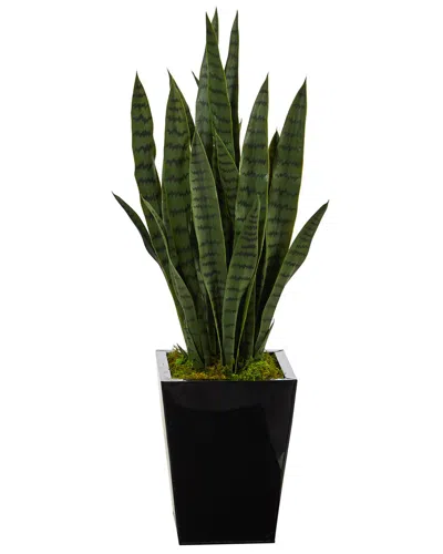 Nearly Natural 40in Sansevieria Artificial Plant In Black Metal Planter In Green