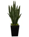 Nearly Natural 40in Sansevieria Artificial Plant In Black Metal Planter In Green