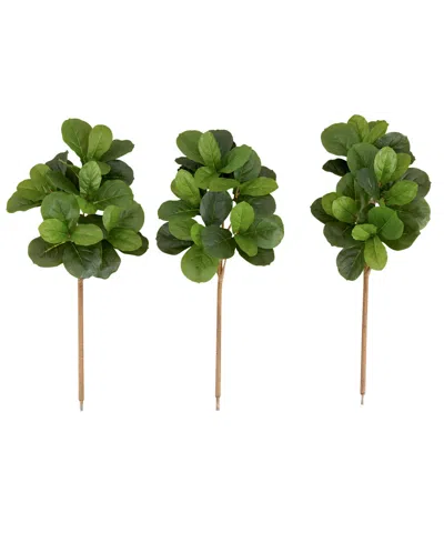 Nearly Natural 42" Artificial Fiddle Leaf Fig Tree No Pot , Set Of 3 In Green