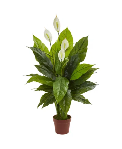 Nearly Natural 42" Spathiphyllum Artificial Plant Real Touch In Green