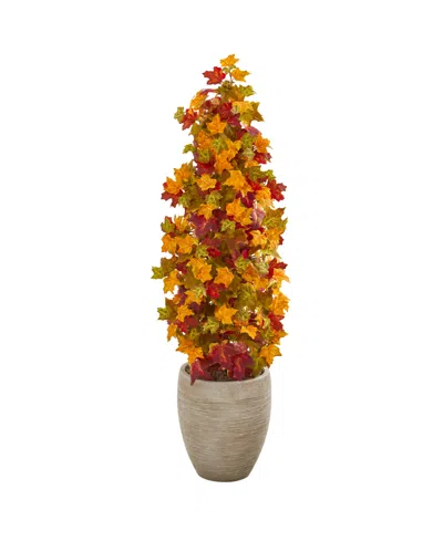 Nearly Natural 42in. Autumn Maple Artificial Tree In Sand Colored Planter In Multi