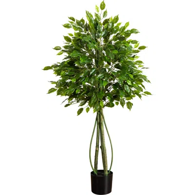 Nearly Natural 4.5-ft Uv Resistant Artificial Ficus Tree In Green