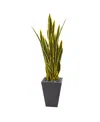 Nearly Natural 4.5' Sansevieria Artificial Plant In Slate Planter In Green