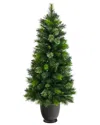 Nearly Natural 4.5ft. Oregon Pine Artificial Christmas Artificial In  Decorative Planter In Green