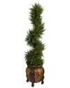 Nearly Natural 4.5ft. Spiral Cypress Artificial Tree In Decorative Planter In Green