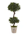 Nearly Natural 4.5ft Sweet Bay Artificial Tree In Farmhouse Planter In Green