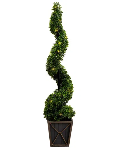 Nearly Natural 45in. Uv Resistant Artificial Boxwood Spiral Topia In Green