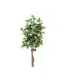 Nearly Natural 4ft Artificial Double Trunk Ficus Tree In Green