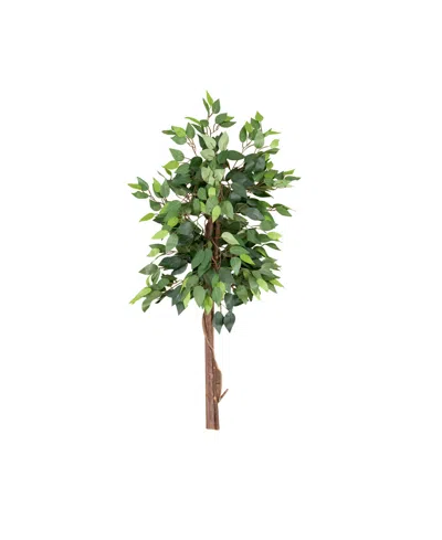 Nearly Natural 4ft Artificial Double Trunk Ficus Tree In Green