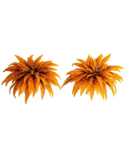 Nearly Natural 48in. Autumn Artificial Fall Boston Fern - Set Of 2 In Orange