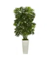 Nearly Natural 49" Mini Artificial Pam Tree In White Tower Planter In Green
