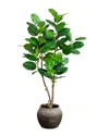 Nearly Natural 4ft Artificial Audrey Ficus Tree In Rustic Decorative Planter In Green