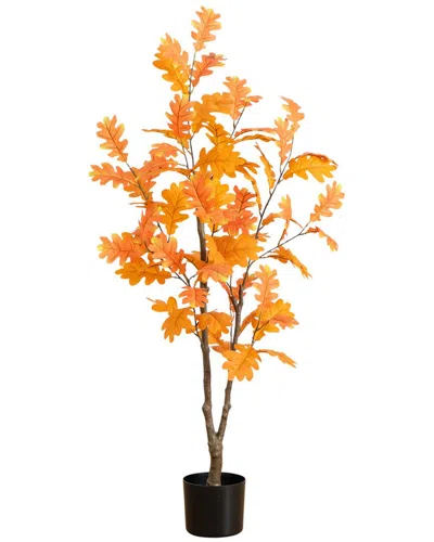 Nearly Natural 4ft. Artificial Autumn Oak Tree In Orange
