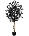 Nearly Natural 4ft. Artificial Halloween Black Ficus Tree In Black