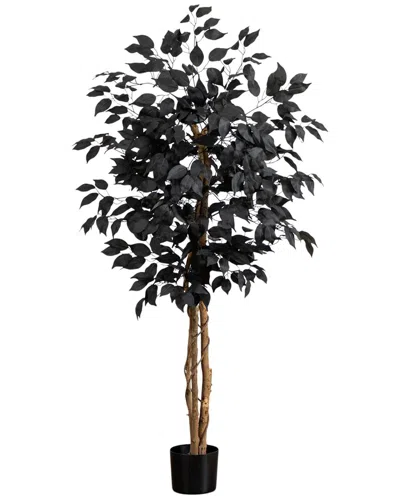 Nearly Natural 4ft. Artificial Halloween Black Ficus Tree