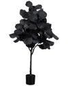Nearly Natural 4ft. Artificial Halloween Black Fiddle Leaf Tree In Black