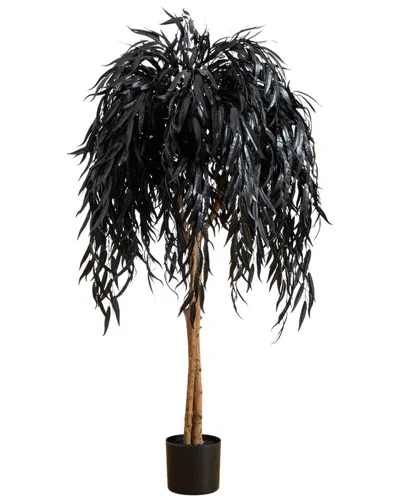 Nearly Natural 4ft. Artificial Halloween Black Willow Tree