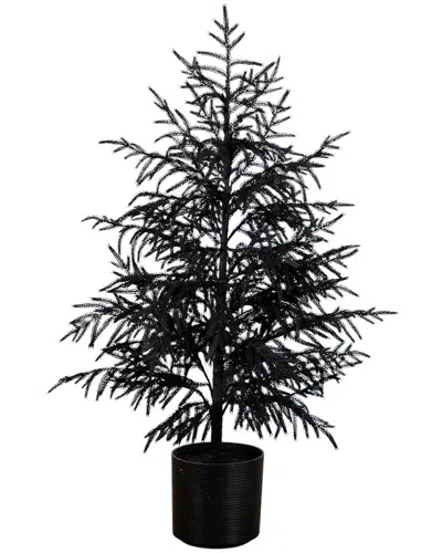 Nearly Natural 4ft. Artificial Halloween Real Touch Black Norfolk Pine  Christmas Tree