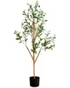 Nearly Natural 4ft Artificial Olive Tree With Natural Trunk In Green