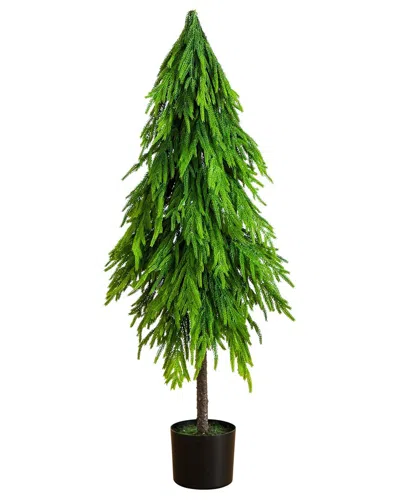 Nearly Natural 4ft. Artificial Real Touch Down Swept Norfolk Pine Tree In Green