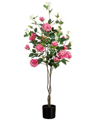Nearly Natural 4ft Artificial Rose Tree In Pink