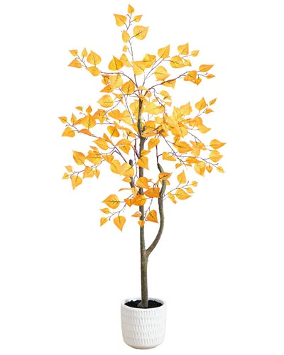 Nearly Natural 4ft. Autumn Birch Artificial Fall Tree In White De