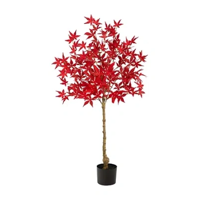 Nearly Natural 4ft Autumn Maple Fall Artificial Plant In Red