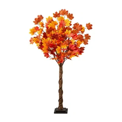 Nearly Natural 4ft Autumn Maple Fall Lighted Indoor Artificial Tree In Orange