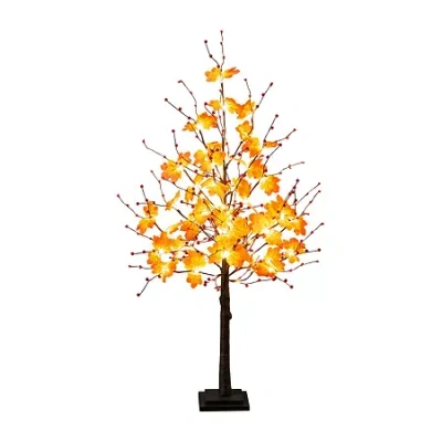 Nearly Natural 4ft Autumn Maple Fall Lighted Indoor Artificial Tree In Orange