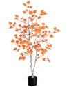 Nearly Natural 4ft. Autumn Paper Birch Artificial Fall Tree In Orange