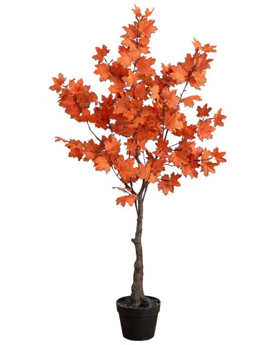 Nearly Natural 4ft Autumn Rustic Maple Artificial Fall Tree In Orange