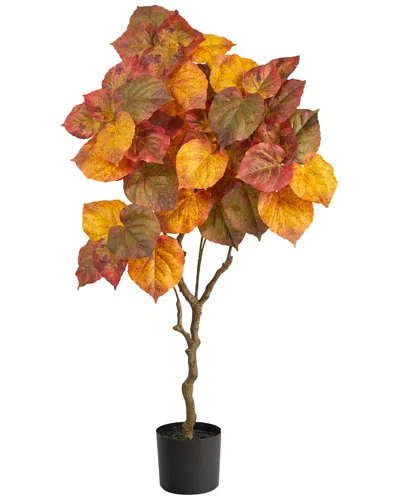 Nearly Natural 4ft. Autumn Umbrella Ficus Fall Artificial Tree In Multi