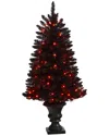 Nearly Natural 4ft. Black Halloween Artificial Christmas Tree In Urn In Black