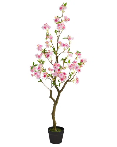 Nearly Natural 4ft Cherry Blossom Artificial Plant In Pink